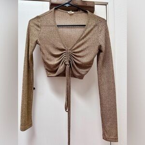 Garage Brown Ruched Crop Top